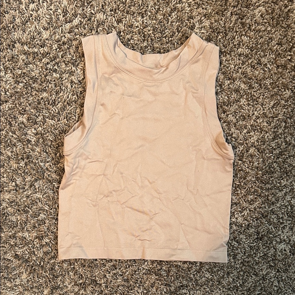 Chic Sleeveless Beige Women's Muscle Tee